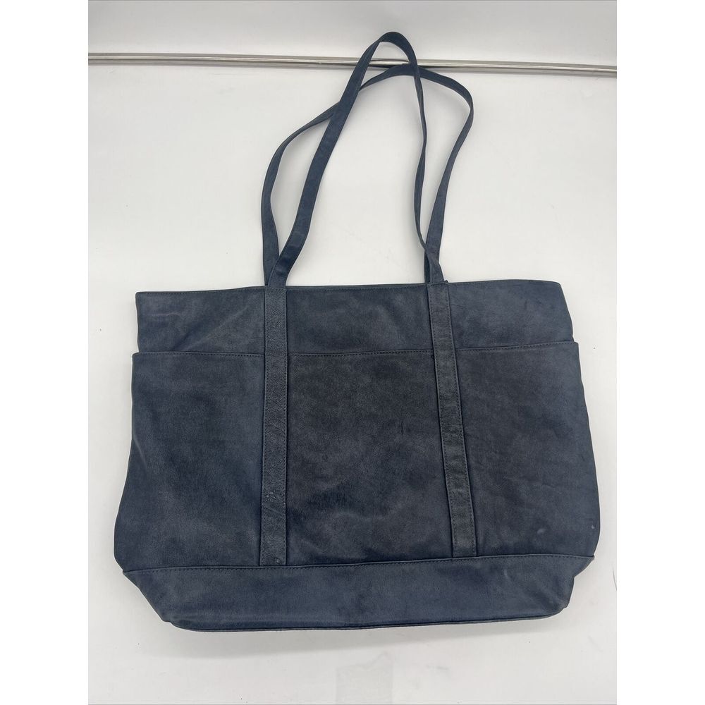 Rare Winterthur Museum And Gardens Navy Blue 100% Leather Tote/ Laptop Bag